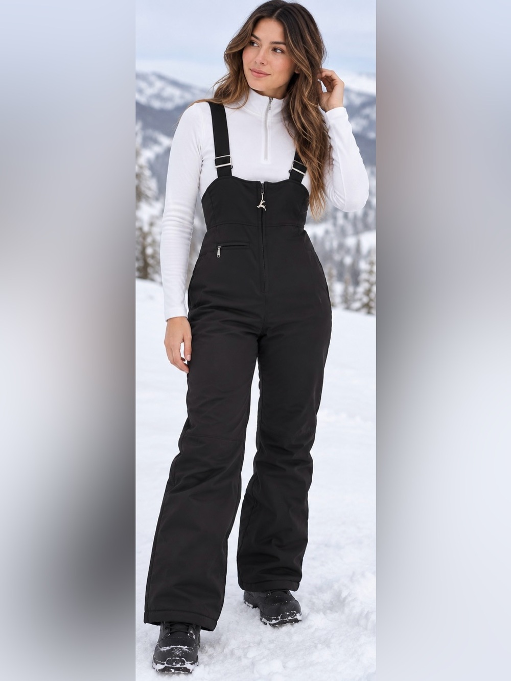 Vintage White Stag Action Sports Black Ski Bib Snow Pants Fit -Small (stretch)